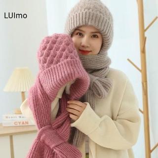 Mũ len thu đông tích hợp khăn và bảo vệ tai, làm từ len tự nhiên dệt kim, giữ ấm hiệu quả