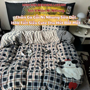Set Vỏ Chăn Ga Gối Nỉ Make A Wish Memmimbedding luxury hoạ tiết siêu cute, giúp phòng ngủ trở lên đáng yêu