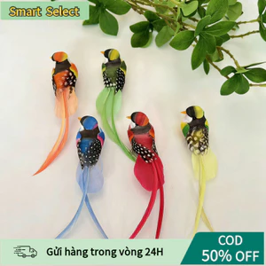 Tổ chim nhân tạo kèm chim giả trang trí, decor cây cảnh, sân vườn, màu ngẫu nhiên, sinh động tự nhiên