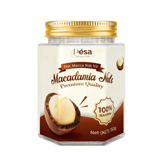 Hạt Macca Nứt Vỏ Desa Lọ Nhựa Lục Giác 150g Tiện Lợi Sang Trọng