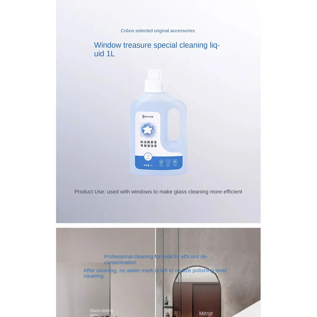 Phiên bản ECOVACS Phụ kiện cửa sổ Chất lỏng làm sạch cửa sổ 1L cho tất cả các mẫu cửa sổ WINBOT W2 OMNI / W1 PRO