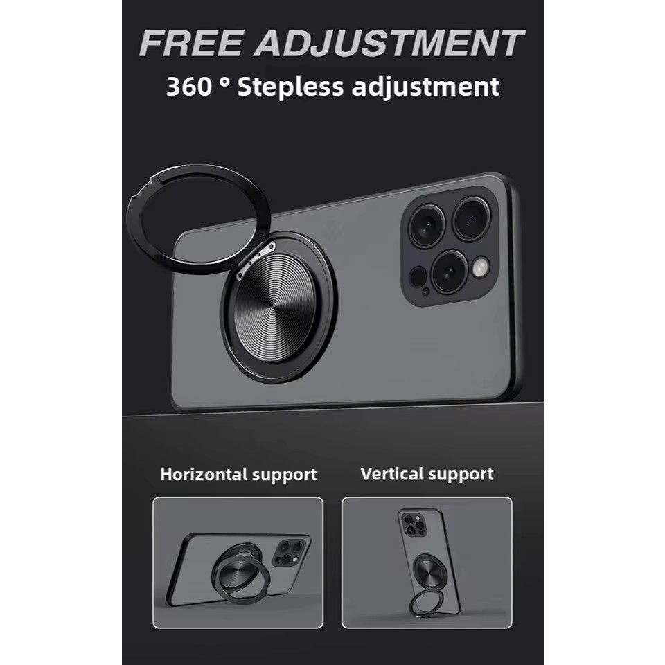 360 Vòng Đứng Từ Tính Cứng PC Ốp Lưng Bảo Vệ Mặt Sau Cho OPPO Find X9 Pro Dành Cho Find X9 X8 Pro X8S + X8 X7 Ultra X6 X5 X3 Reno 15 14 Pro PRO Vỏ Điện Thoại