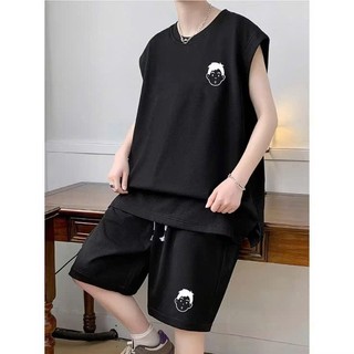Set Bộ Thể Thao Tank Top Nam Nữ Phối Hình Cậu Bé Natural, Vải Cotton Khô Thoáng Mát, Trẻ Trung
