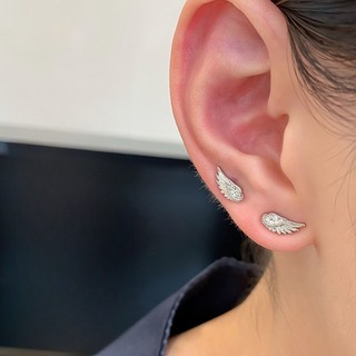 Bông tai hình cánh thiên thần đính đá zircon sáng bóng - Quà tặng cặp đôi unisex