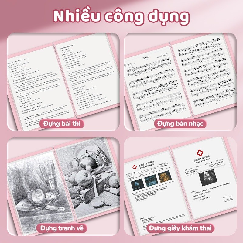 File lá đựng tài liệu A4 màu macaron xinh – Tệp đựng hồ sơ văn phòng, kết quả khám thai tiện lợi
