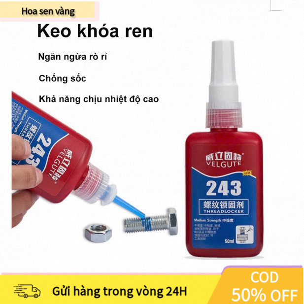【COD】Sản phẩm keo cố định ren 50ml chịu nhiệt, ngăn rung lắc làm lỏng ốc, phù hợp cho công nghiệp và sửa chữa.