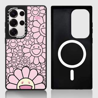 Ốp lưng CASECASE X SMILE (HỒNG) Vỏ hút từ tính màu đen mờ cho gương Samsung Galaxy S26 S25 S24 S23 Ultra Plus Mặt sau cứng có hộp khắc logo