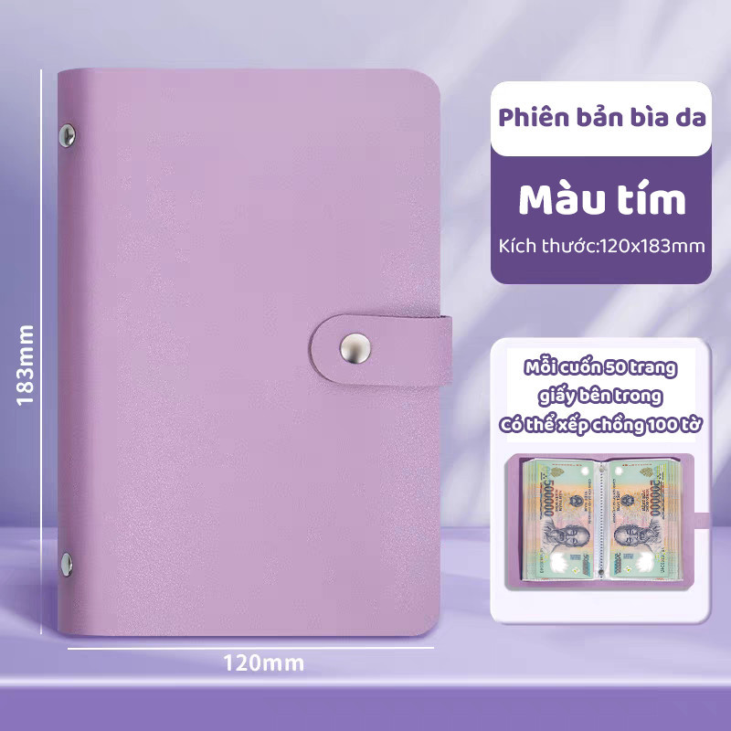 Sổ Tiết Kiệm Đựng Tiền 100 Trang Bìa Da Nhỏ Gọn – Sổ Để Tiền Gọn Gàng, Ghi Chép Chi Tiêu Rõ Ràng Khoa Học