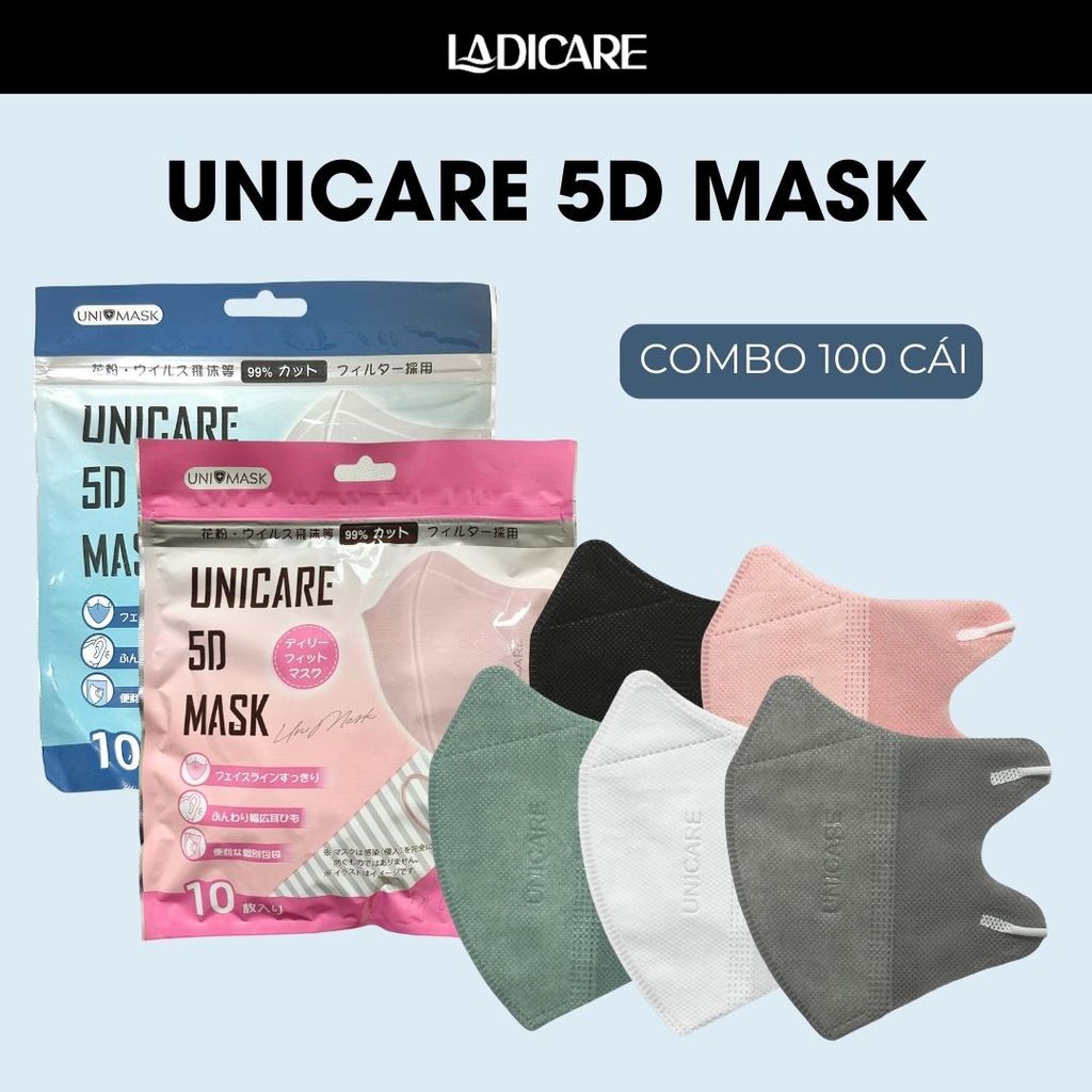 [Thùng 100Cái] Khẩu trang 5D Uni Mask kháng khuẩn hàng chính hãng công ty