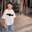 trẻ trung phong cách Hàn cotton ngắn tay in chữ unisex Áo T-Polo