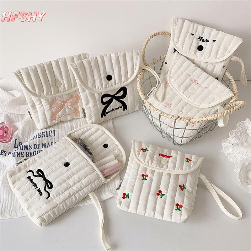HFSHY Túi đựng mỹ phẩm nơ anh đào dễ thương, dung tích lớn, cầm tay, di động, quà tặng nữ