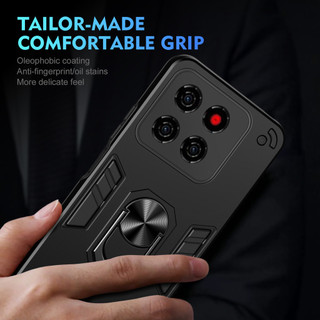 Dành Cho ZTE Blade A56 4G Ốp điện thoại Chiến Binh Thiết Kế Lưng Cứng Có Giá Đỡ Nhẫn Chống Sốc Mềm TPU Nâng Cạnh Mỏng Bao