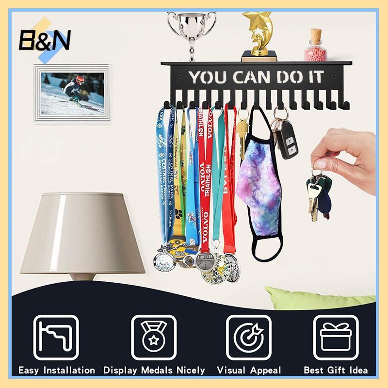 B & N Huy Chương Hiển Thị Ra Kim Loại Móc Treo Huy Chương Giá Đỡ Treo Tường Dung Tích Lớn Cho Đua Bóng Đá Bóng Rổ Thể Thao Karate.
