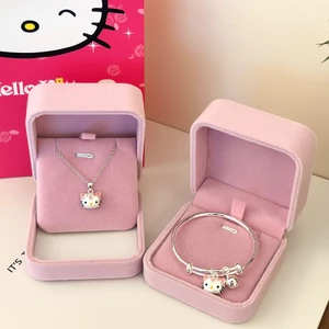 Quà Tặng Sinh Nhật Vượt Qua Vòng Tay Bạc Nữ Ngọt Ngào Dễ Thương hello Kitty Mặt Dây Chuyền Vòng Cổ Bé Lớn Kid Bạc Bộ Trang Sức Quà Tặng