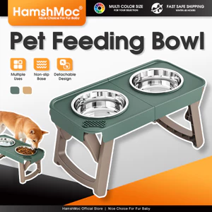 HamshMoc Bộ thức ăn cho chó Bát bằng thép không gỉ Thiết kế cho ăn chậm Bát có thể gập lại Có thể tháo rời Vừa Chó lớn