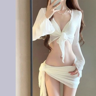 『 Brelira 』 Giảm Béo Gợi Cảm Chống Tia UV Dài Tay Thoáng Khí Vải Vách Ngăn Bikini Bộ 3 Miếng Cho Đi Biển Khu Nghỉ Dưỡng Nữ Đồ Bơi