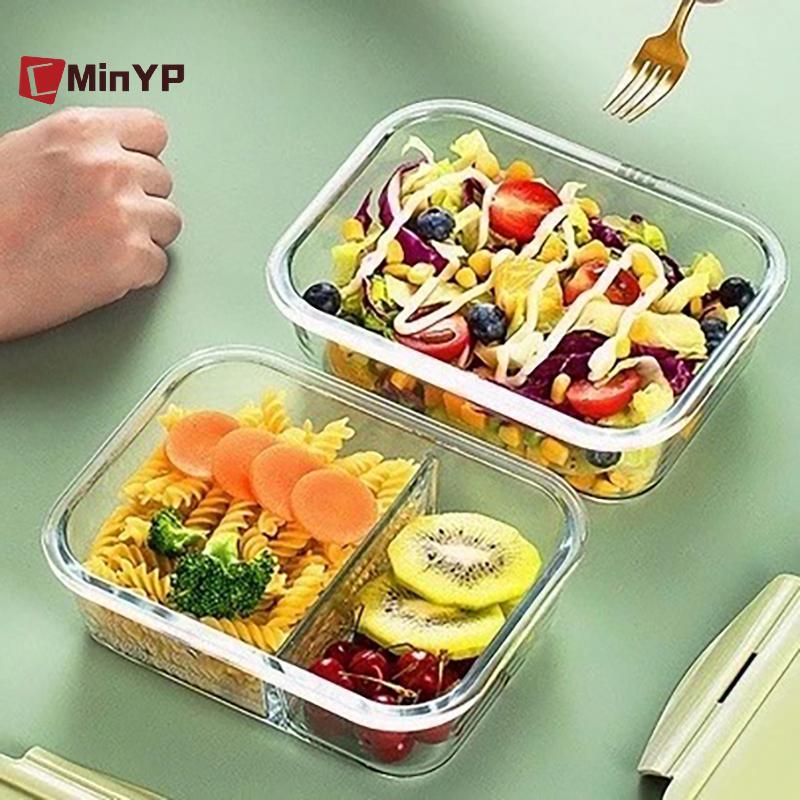 CminoYP 1 / 2 / 3 Lưới Thiên Nhiên Chống Rò Rỉ Lò Vi Sóng An Toàn Thực Phẩm Sắc Nét Cao Borosilicate Thủy Tinh Bento Hộp Có Nắp Hộp Cơm Trưa Kín Hơi Vinh Quang