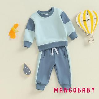 MG-Baby Boy Quần Áo Mùa Thu Màu Sắc Tương Phản Áo Dài Tay Và Quần Nỉ Co Giãn 2 Mảnh Theo Dõi Phù Hợp Với Trang Phục