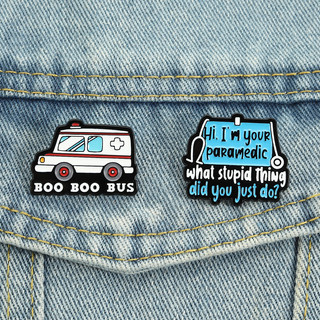 Paramedic EMTs Huy hiệu kim loại 'BOO BOO BUS', phụ kiện ba lô phong cách xe cứu thương
