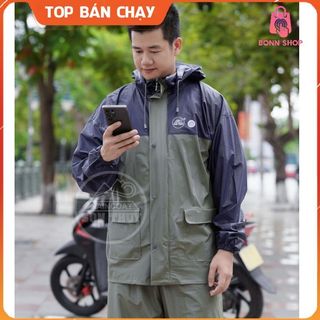 (CÓ BALO NGƯỜI LỚN)Bộ áo mưa có lưng che balo - Bộ mưa Sơn Thủy đeo balo, cặp sách dành cho người lớn, nhựa PVC bonshop
