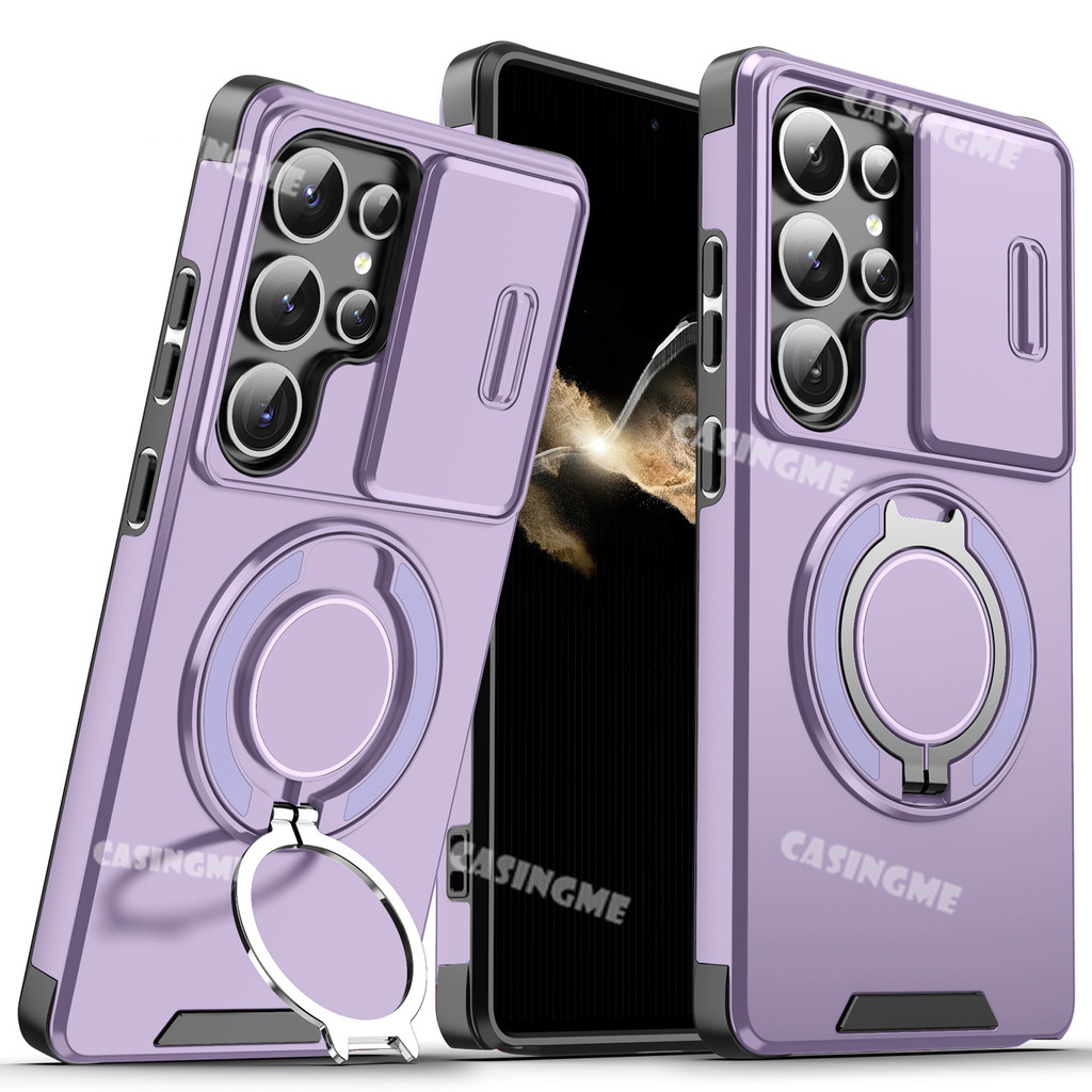 Ốp Điện Thoại Giáp Sang Trọng Cho Samsung Galaxy S26Ultra S26 26S S24 S 26 S25 Plus + Ultra FE 4G 5G Trượt Camera Bảo Vệ Vỏ Từ Giá Đỡ Giáp Chống Sốc Ốp Lưng