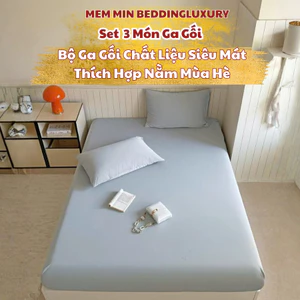 Bộ ga gối chất liệu cooling cao cấp MemminbeddingLuxury thiết kế basic đơn giản, thoáng mát, thấm hút mồ hôi tốt