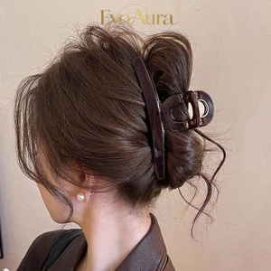 Kẹp Tóc Càng Cua 13cm Màu Nâu Chocolate Sang Chảnh - Kẹp Cá Mập Cỡ Lớn Cho Tóc Dày