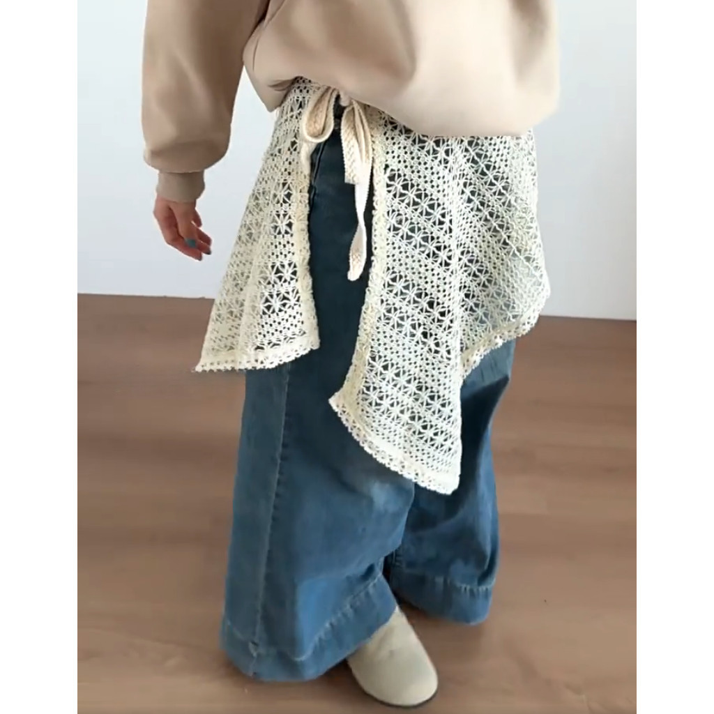 Milyfashion Phong Cách Dân Tộc Retro Ngọt Ngào Móc Rỗng Ren Không Đều Rèm Xếp Lớp Tất Cả Trận Đấu Ren-Up Váy