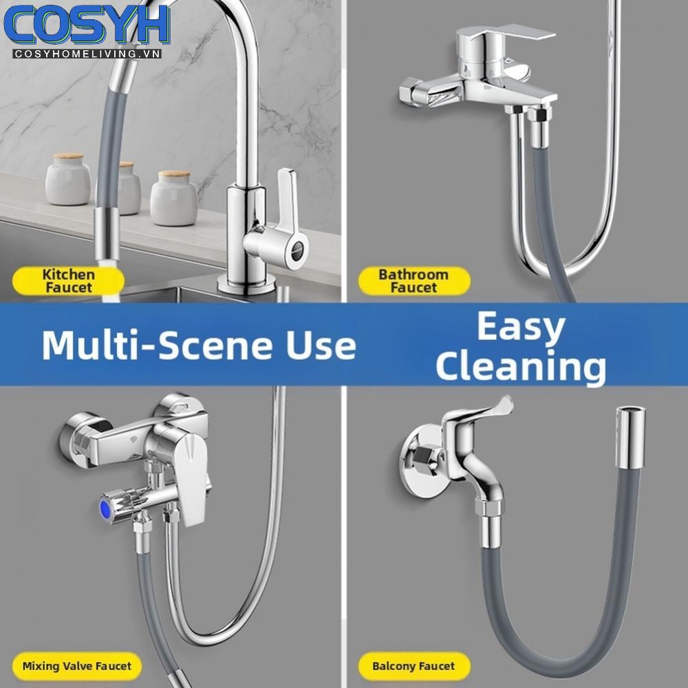 <cosyh>Flexible Faucet Extension Hose Adaptable Rotatable Water Outlet Pipe Anti Splash