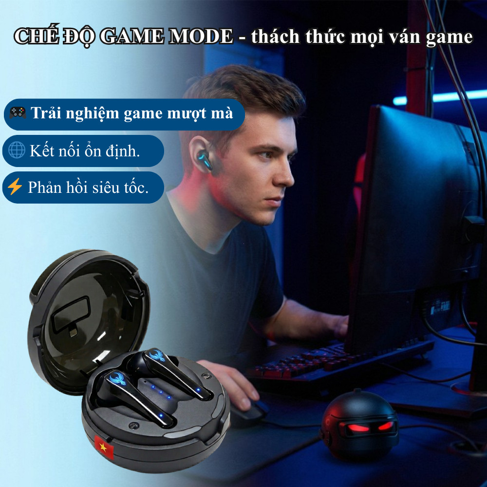Tai nghe Gaming Bluetooth Chống Ồn 5.3 - Tai nghe không dây hỗ trợ chơi game độ trễ cực thấp