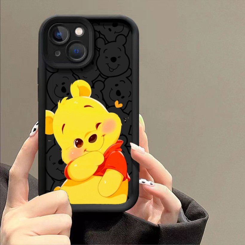 Tương thích với iPhone 17 Pro Max 12 11 Pro Max X XS Max Ốp điện thoại Winnie the Pooh với vỏ mềm silicon bó hoa
