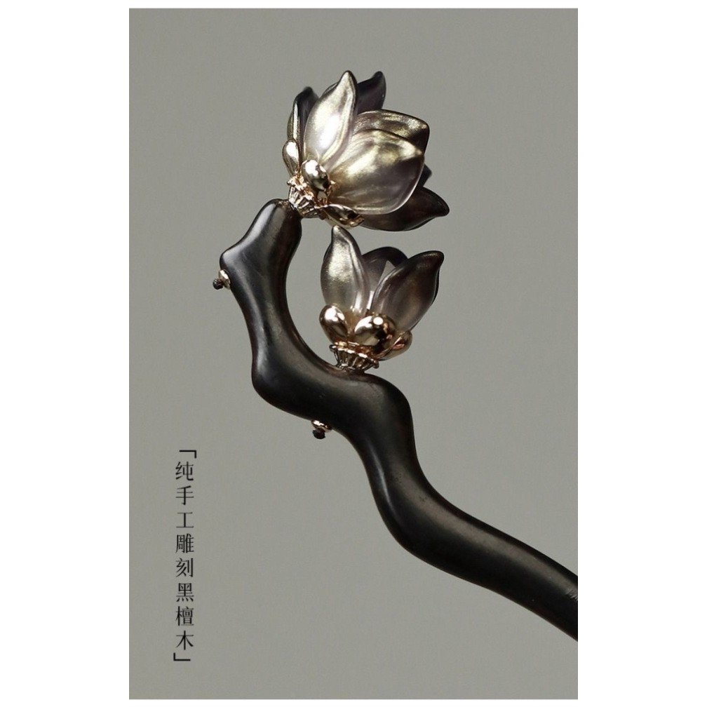 Kẹp tóc gỗ đàn hương handmade phong cách cổ điển Trung Quốc, phù hợp với hanfu và phụ kiện tóc