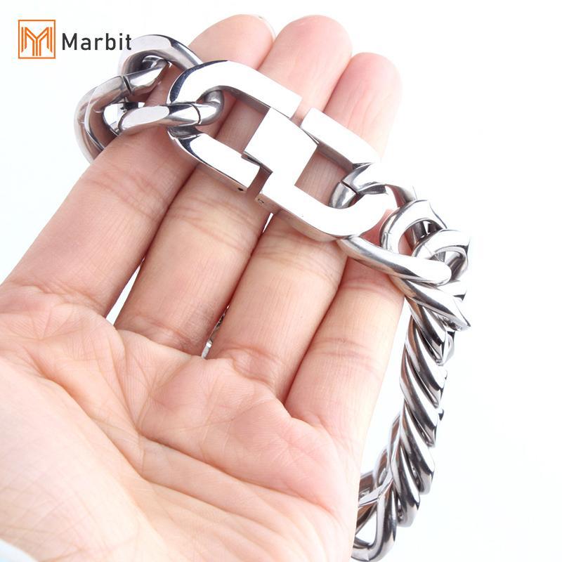 Vòng tay dây chuyền thép không gỉ màu bạc, size từ 18 đến 21mm, thời trang hip hop dành cho nam và bé trai