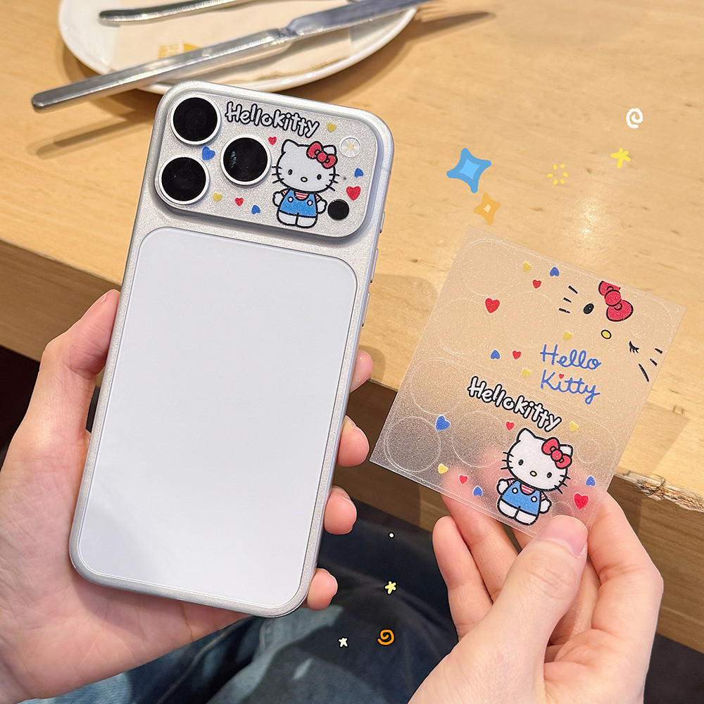 Siêu Mỏng Gấu Ngôi Sao Người Hoạt Hình Mèo Rỗng Ra Lấp Lánh Miếng Dán Cho iPhone 17 Pro Max 17 Pro Phim Mềm Ống Kính Đế Miếng