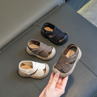 2026 Cho Bé Tập Đi Giày Trẻ Em Dễ Thương Chống Va Chạm Ngón Chân Giày Trẻ Em Bên Ngoài Mặc Velcro Sandal Inf