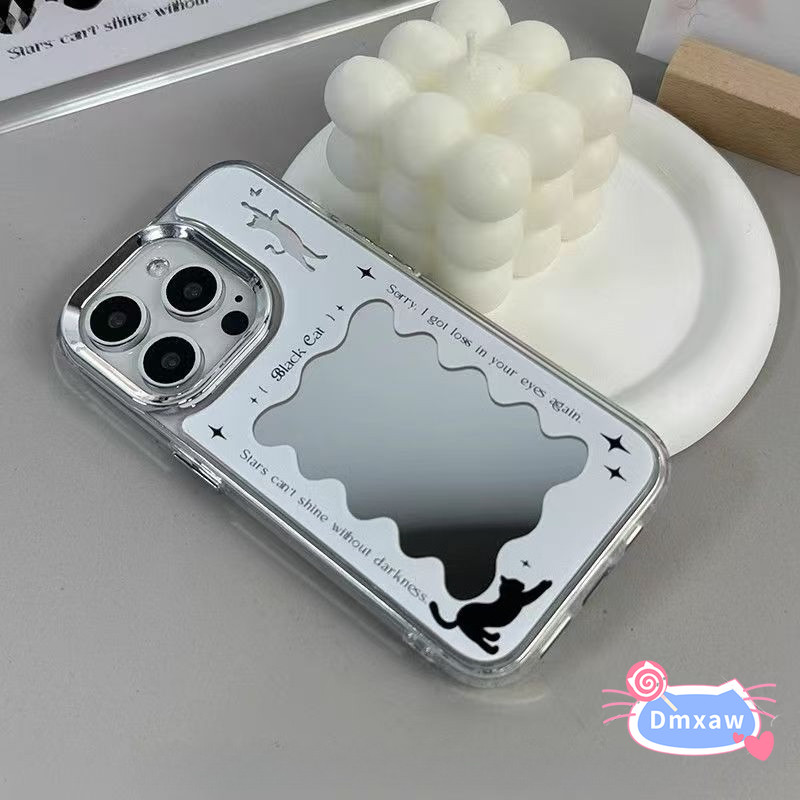 Ốp Điện Thoại Gương Mèo Khung Sóng Rỗng Sang Trọng Cho Vivo Y20i Y20T Y20A Y20S Y20 Y18E Y17S Y16 Y15 Y12 Y12S Y12A Y11 Y11S Y03 Y02 Y02T Y02S 5G 4G Vỏ Mạ Mặt Sau Mềm