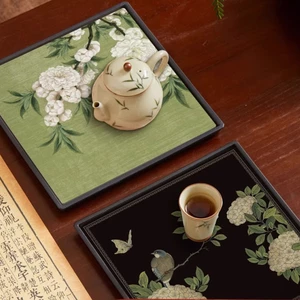 Khay trà bàn trà vuông kiểu Trung Quốc, khay hấp thụ nước, sáng tạo, bộ thoát trà, dùng cho nồi pha