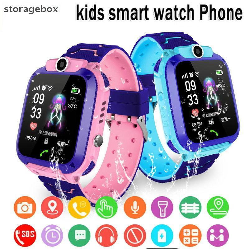 [Hộp lưu trữ] Đồng hồ điện thoại SOS thông minh dành cho trẻ em Q12 Đồng hồ thông minh có thẻ Sim Ảnh chống nước Ip67 Quà tặng trẻ em Đẹp
