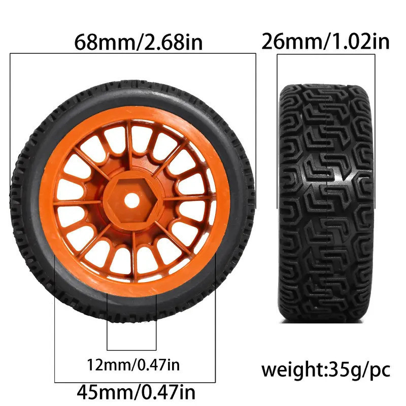 4 68mm Rally Lốp Lốp Cao Su Lốp Bánh Xe Cho Tamiya XV01 XV02 TT01 TT02 PTG-2 1 / 10 RC Rally Racing Xe Nâng Cấp Phần