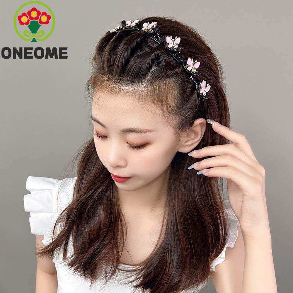 ONEOME Dây Buộc Tóc Có Kẹp Bướm, Nhựa Sáng Bóng Họa Tiết Kim Cương Giả ...