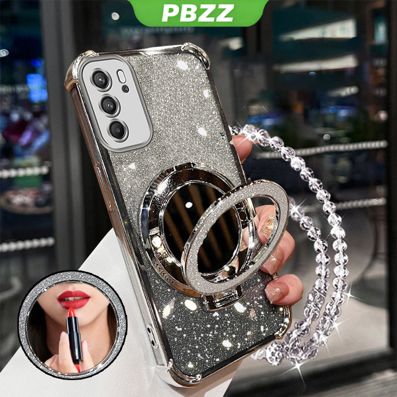 FOR ốp lưng [3 trong 1] Ốp điện thoại cho OPPO Reno 6 5g, oppo a16, reno 6z 5g, reno6 z 5g, vỏ điện thoại mềm silicone chống sốc, thiết kế mới thẩm mỹ, dây đeo gương trang điểm có giá đỡ SJSFHZJ01