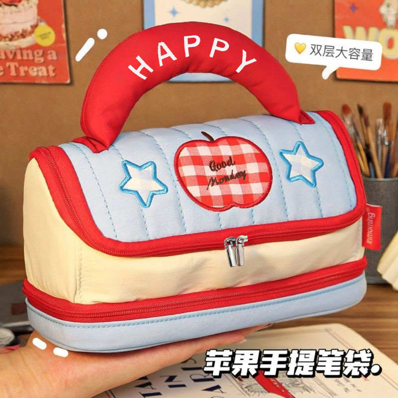 Ins Retro Trẻ Em Hộp Đựng Bút Chì Hình Ngôi Nhà Dung Tích Lớn Trẻ Em Di Động Di Động Túi Văn Phòng Phẩm Mềm Mại Cô Gái Dễ Thương Mỹ Phẩm Văn Phòng Phẩm Túi Bảo Quản
