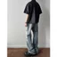 Quần jeans thẳng rách mới mùa xuân 2025 cho nam, phiên bản Hàn Quốc, đã giặt