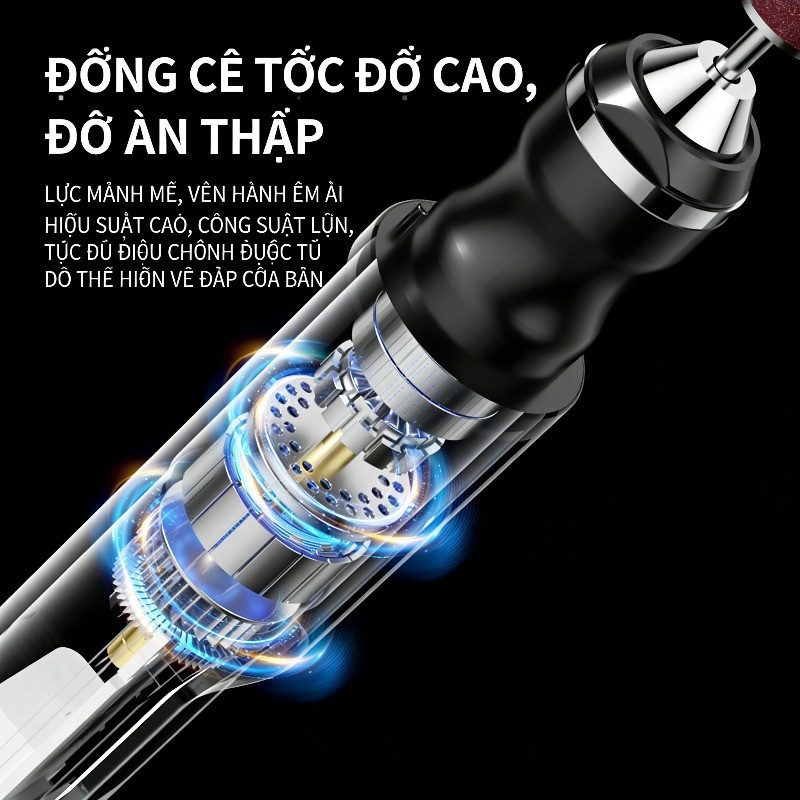 Máy mài móng cầm tay, đi kèm 11 đầu mài, 3 tốc độ, tích hợp đèn LED làm móng