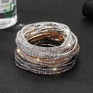 5 Cái / lốc Vòng Tay Pha Lê Co Giãn 2 Mm Màu Vàng Quyến Rũ Pha Lê Kim Loại Lắc Tay Vòng Tay Trang Sức Quà Tặng DIY