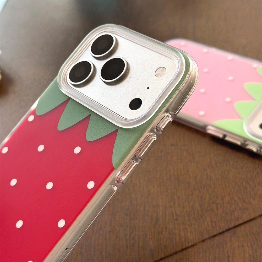 Ốp Lưng Cứng Tương Thích Với iPhone 13 14 14Pro 14ProMax 15 15Pro 15ProMax 16 16Pro 16ProMax 17 17Pro 17ProMax Ốp Họa Tiết Dâu Đỏ