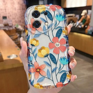 Ốp điện thoại di động hình hoa dâu tây hoa cúc dễ thương cho Xiaomi Redmi Note 15 14 13 12 Pro Plus 5G Note 15 Pro 4G Vỏ silicon mềm họa tiết kem gợn sóng cạnh trong suốt TPU chống sốc