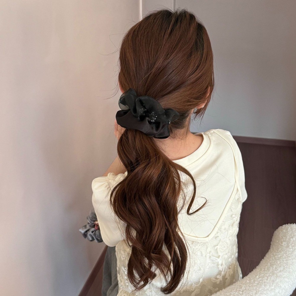 Dây buộc tóc nữ phong cách Hàn Quốc, chất liệu satin cao cấp, phù hợp làm phụ kiện tóc với dây cao su.