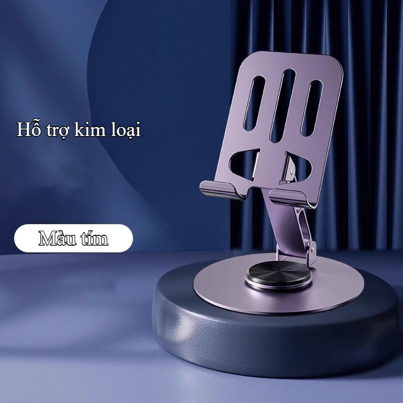 Giá đỡ điện thoại & máy tính bảng kim loại cao cấp, gập gọn, xoay 360° | Chân đỡ bàn bền vững, dùng livestream tiện lợi