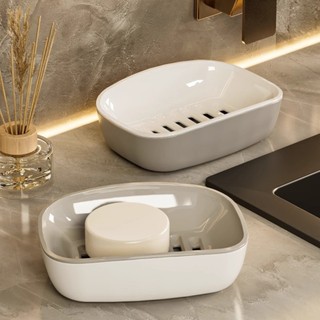 Đĩa xà phòng RISEDOT, Hộp xà phòng tiết kiệm không gian hai lớp, Kệ xà phòng thoát nước bằng nhựa chống trượt hữu ích Phòng tắm gia đình